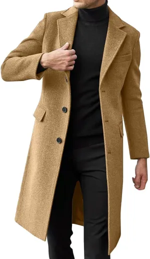 Men's Sweater Single Breasted Trench Coat Winter Oversized Warm Lapel Work Business Jacket Outerwear Sweater