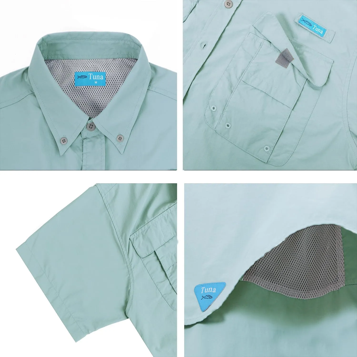 Men's UV UPF 50  Fishing Shirts for Men Sun Protection Breathable Fast Dry SPF Hiking Short Sleeve Shirt