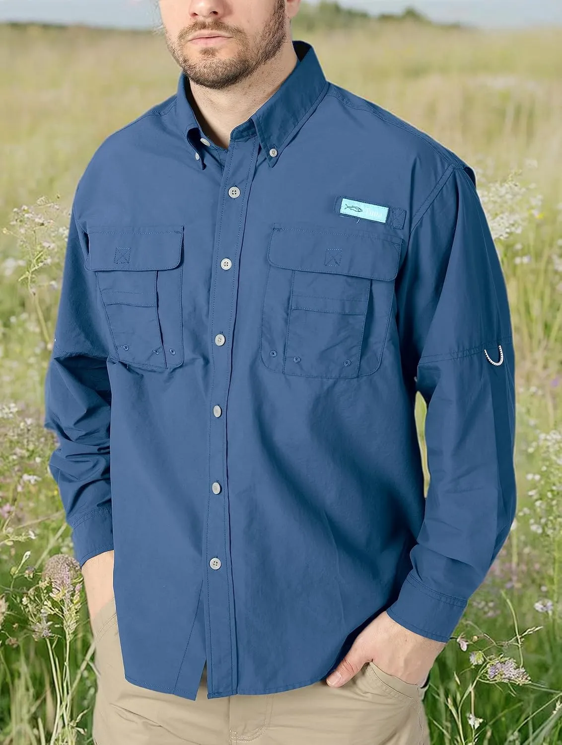 Men's UV UPF 50  Sun Protection Soild Anti-Static Waterproof Breathable Fast Dry Hiking Fishing Long Sleeve Shirt