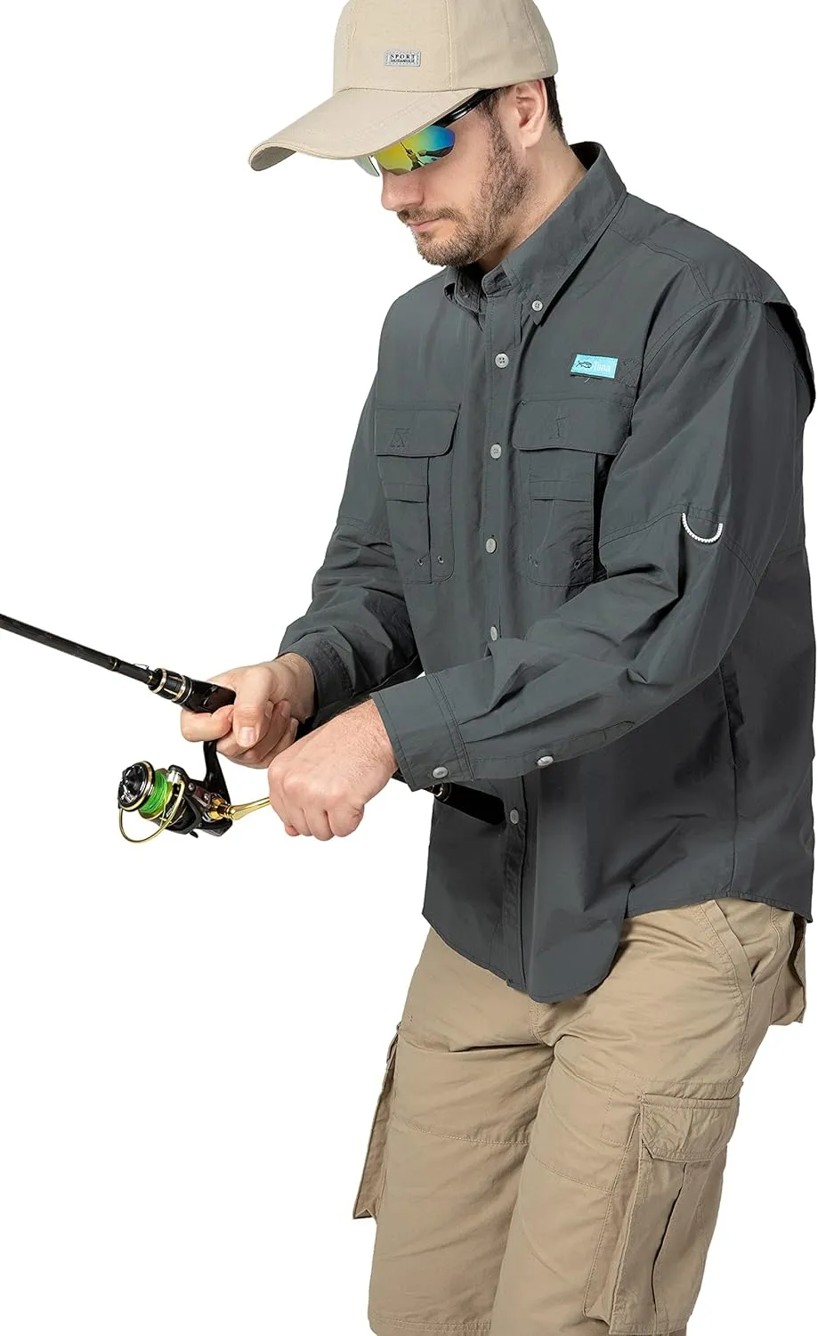 Men's UV UPF 50  Sun Protection Soild Anti-Static Waterproof Breathable Fast Dry Hiking Fishing Long Sleeve Shirt