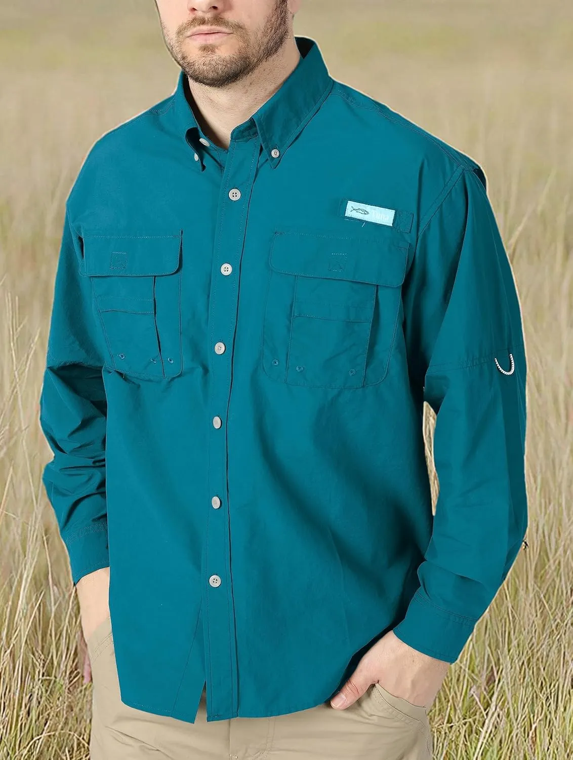 Men's UV UPF 50  Sun Protection Soild Anti-Static Waterproof Breathable Fast Dry Hiking Fishing Long Sleeve Shirt