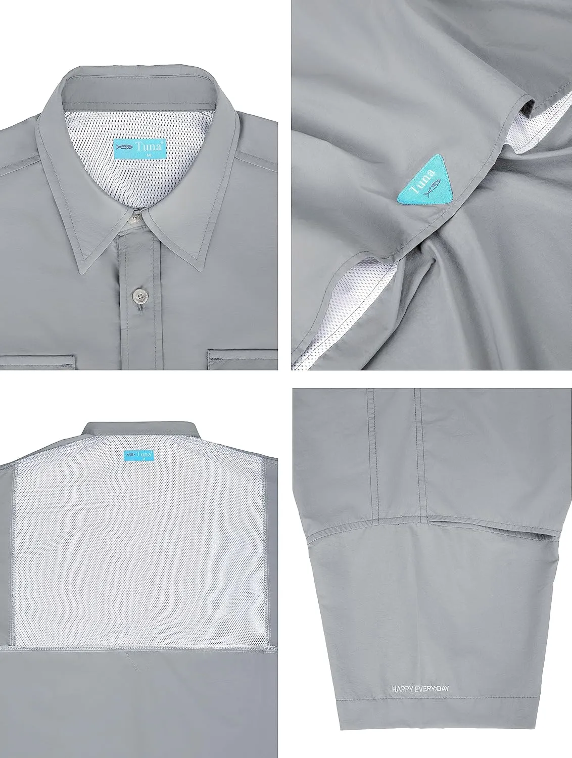 Men's UV UPF 50  Sun Protection Soild Waterproof Breathable Fast Dry SPF Hiking Fishing Short Sleeve Shirt