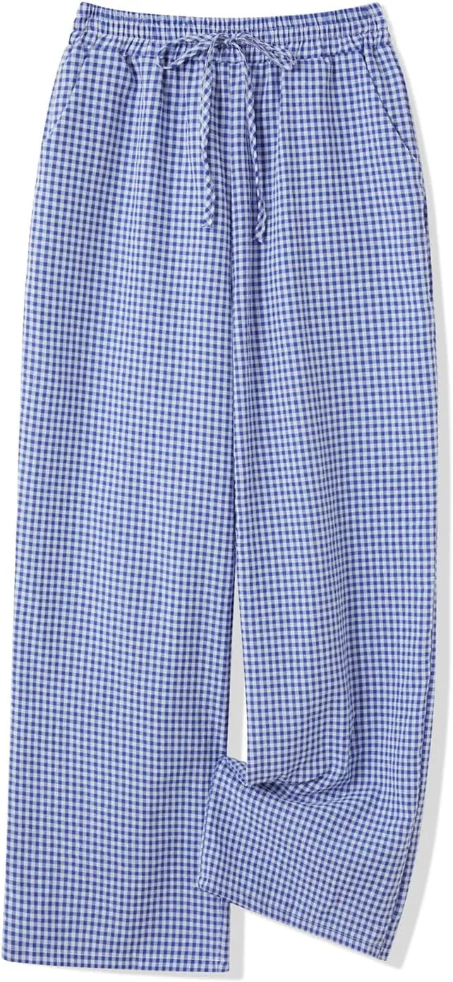 Muineobuka Women Y2k Striped Pajama Pants Wide Leg Stripes Plaid Lounge Pants High Waist Striped Pj Pants Trousers