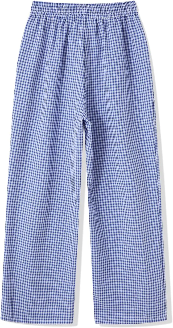 Muineobuka Women Y2k Striped Pajama Pants Wide Leg Stripes Plaid Lounge Pants High Waist Striped Pj Pants Trousers