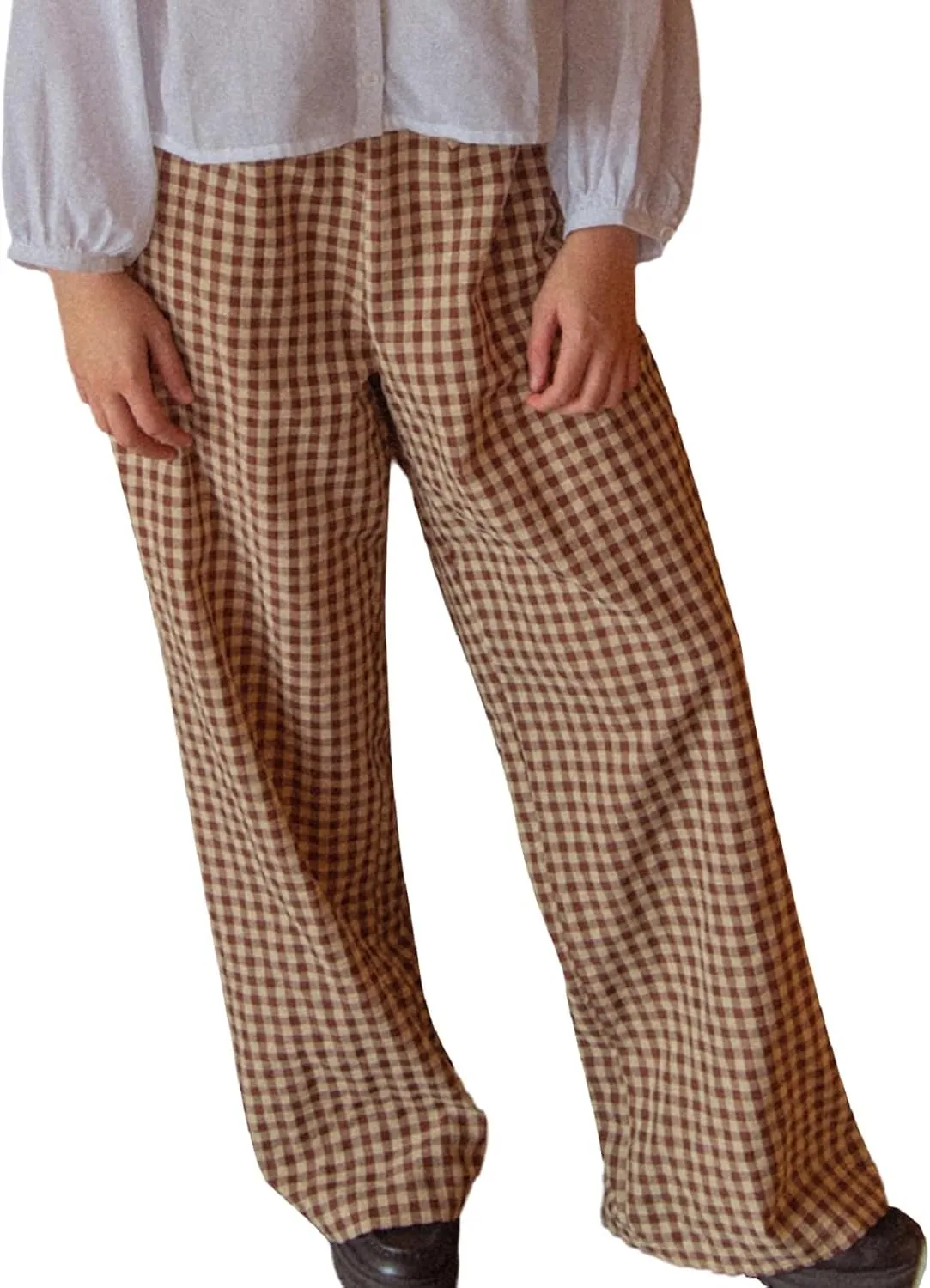 Muineobuka Women Y2k Striped Pajama Pants Wide Leg Stripes Plaid Lounge Pants High Waist Striped Pj Pants Trousers