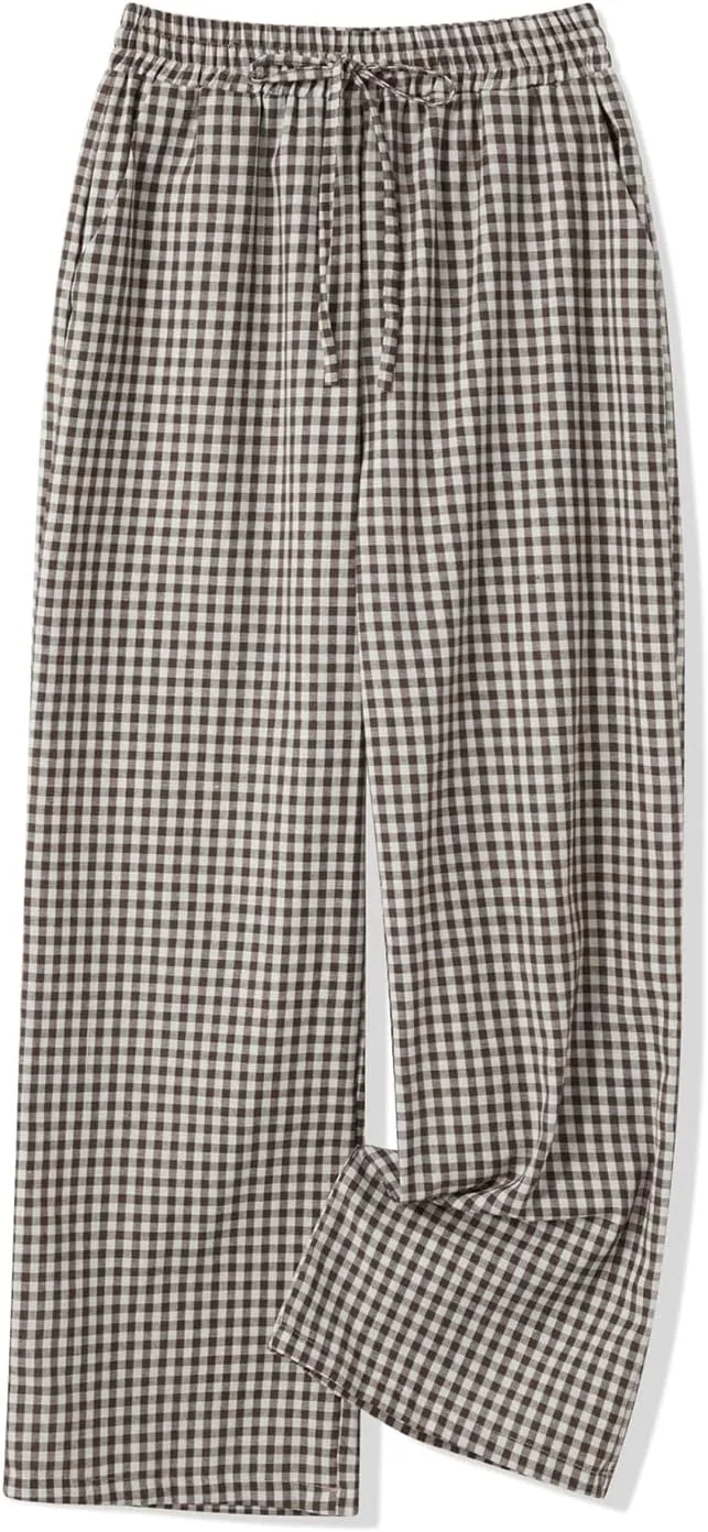 Muineobuka Women Y2k Striped Pajama Pants Wide Leg Stripes Plaid Lounge Pants High Waist Striped Pj Pants Trousers
