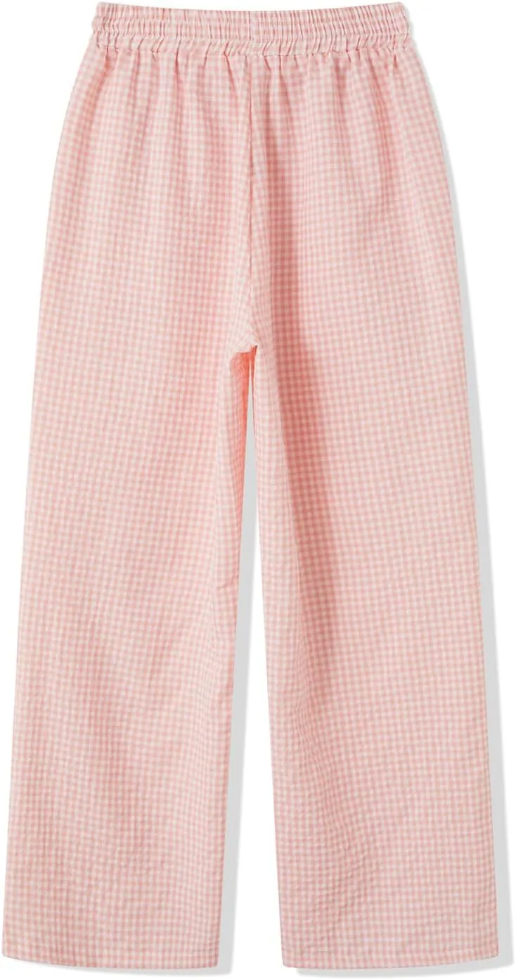 Muineobuka Women Y2k Striped Pajama Pants Wide Leg Stripes Plaid Lounge Pants High Waist Striped Pj Pants Trousers