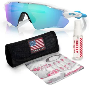 OAKLEY OO9208 RADAR EV PATH POLISHED WHITE Frame – PRIZM SAPPHIRE Lens, Non-Polarized Rectangle Shape Sunglasses with Official Eyewear Kit Bundle