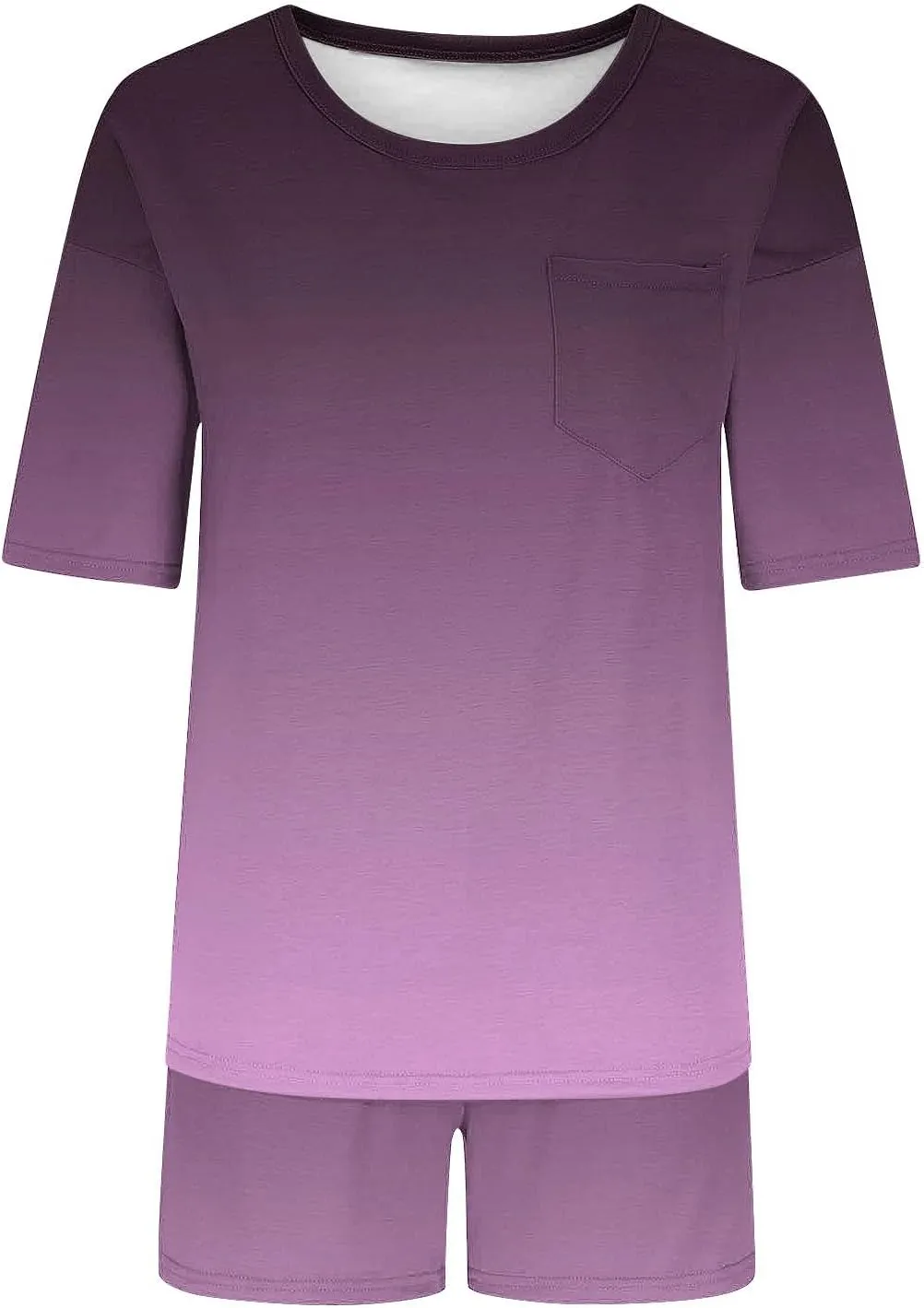 Pajama Sets For Women 2 Piece Short Sleeve Soft Comfy Sleepwear Set Top With Shorts Loungewear With Pockets
