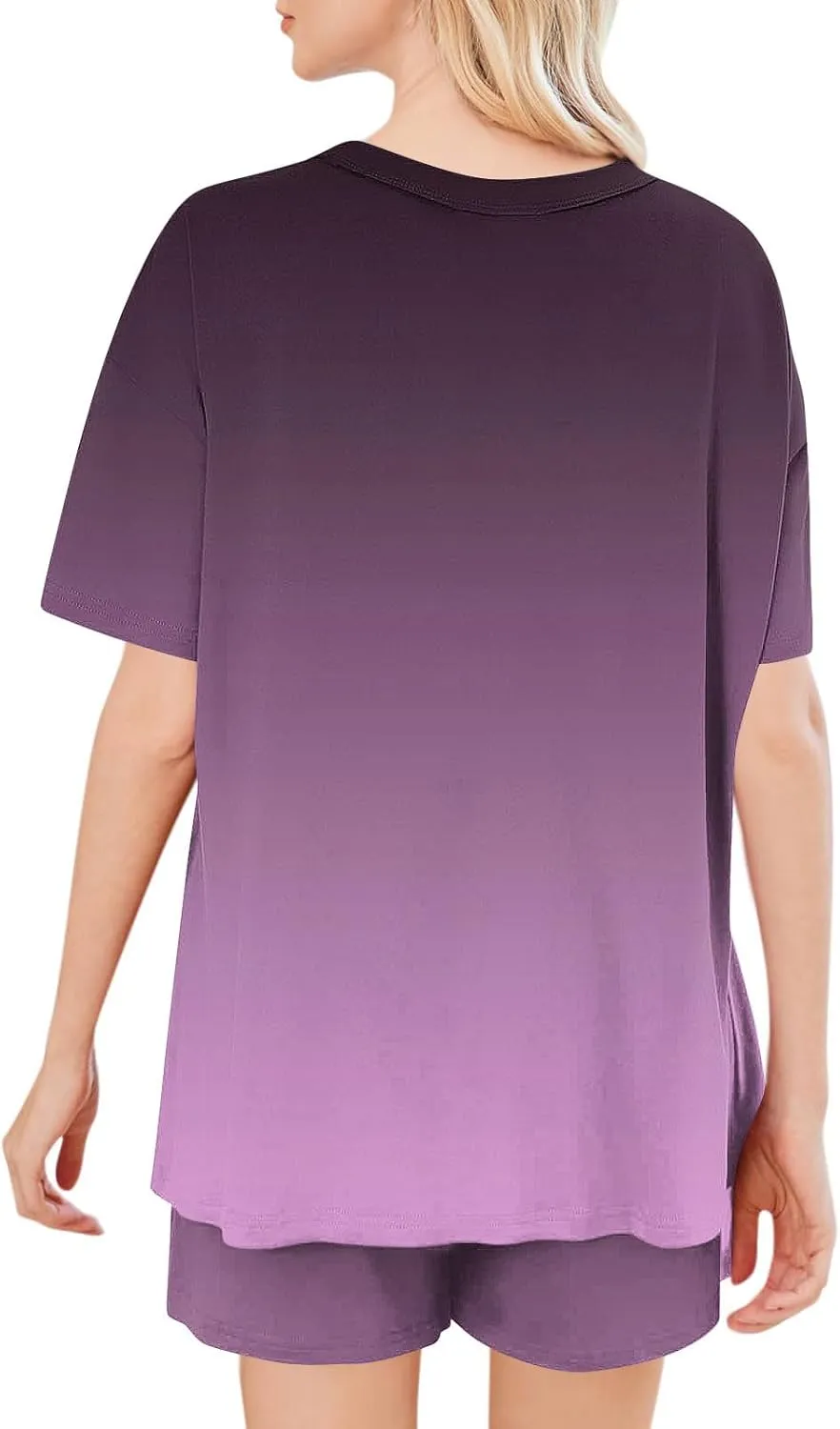 Pajama Sets For Women 2 Piece Short Sleeve Soft Comfy Sleepwear Set Top With Shorts Loungewear With Pockets