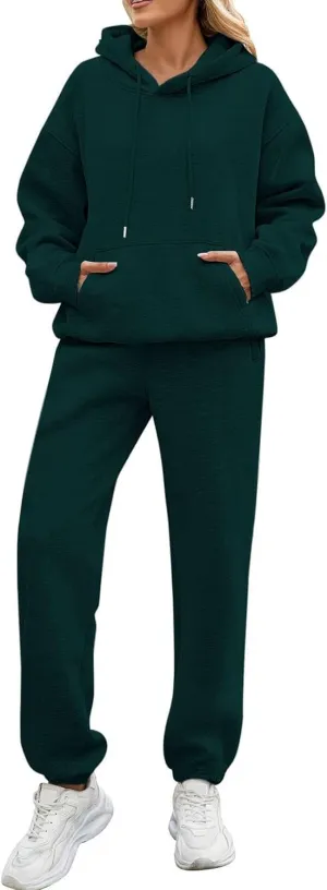 PETYCZEN Womens Sets 2 Piece Outfits Oversized Fleece Sweatsuit Set Long Sleeve Hoodie with Sweatpants Lounge Sets Tracksuit