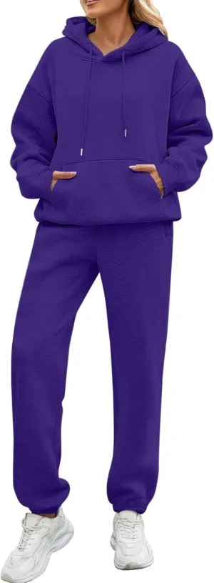 PETYCZEN Womens Sets 2 Piece Outfits Oversized Fleece Sweatsuit Set Long Sleeve Hoodie with Sweatpants Lounge Sets Tracksuit