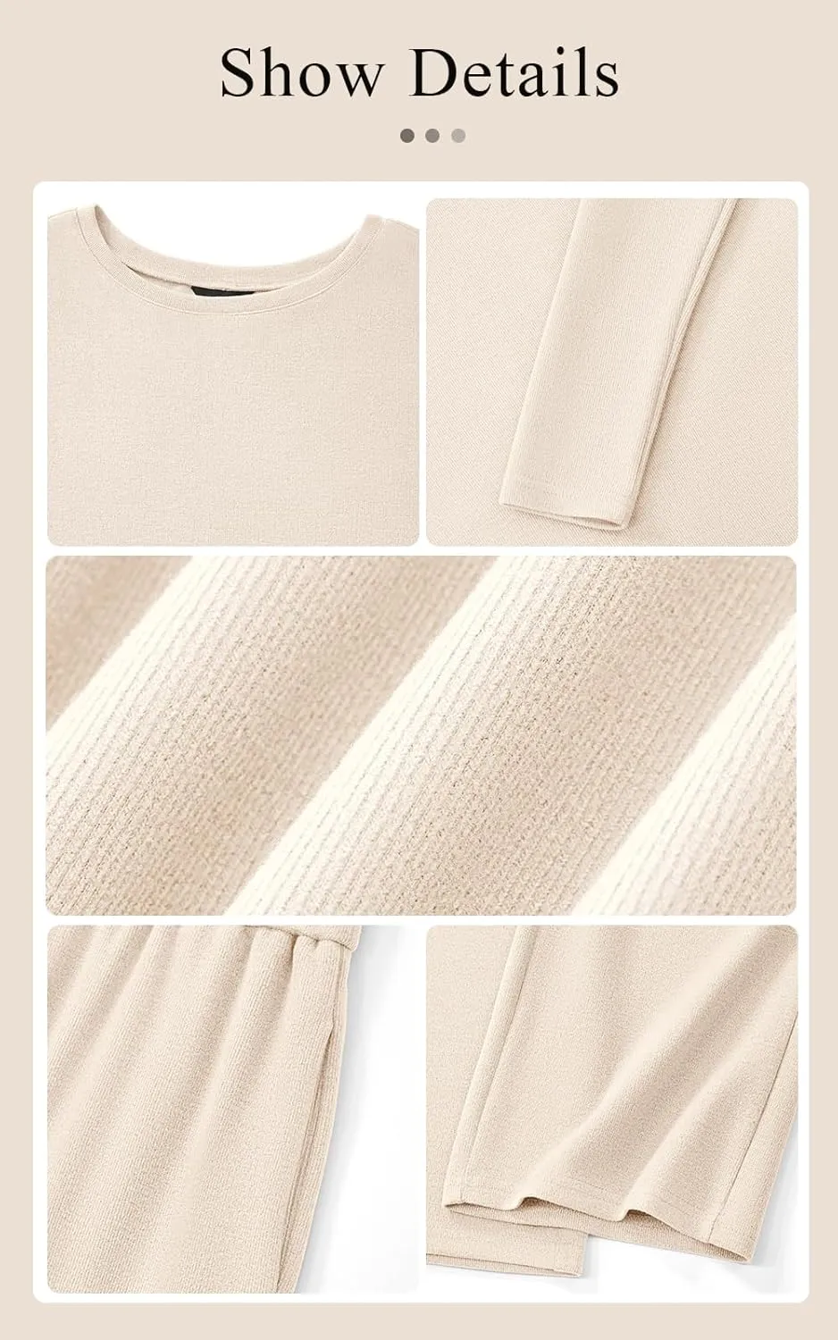 PRETTYGARDEN Womens Fall Fashion 2025 Two Piece Outfits Ribbed Long Sleeve Off Shoulder Tops and Wide Leg Pants with Pockets