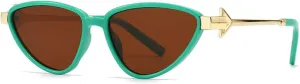 Punk Cat Eye Sunglasses Women Arrow Leg Green Vintage Men Sun Glasses Shades UV400