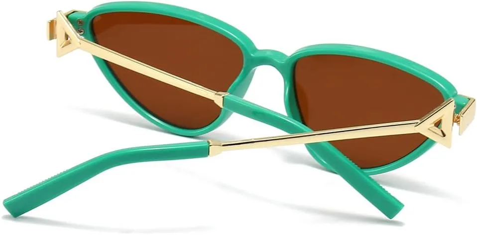 Punk Cat Eye Sunglasses Women Arrow Leg Green Vintage Men Sun Glasses Shades UV400