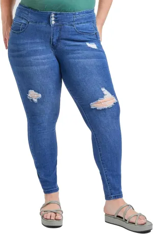 Royalty For Me Womens Women's Plus Size Sustainable Stacked Waistband Skinny Jeans