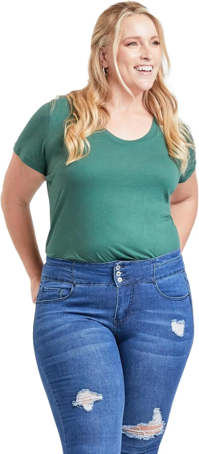 Royalty For Me Womens Women's Plus Size Sustainable Stacked Waistband Skinny Jeans
