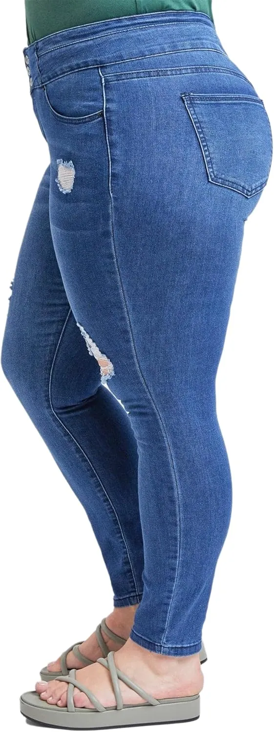 Royalty For Me Womens Women's Plus Size Sustainable Stacked Waistband Skinny Jeans