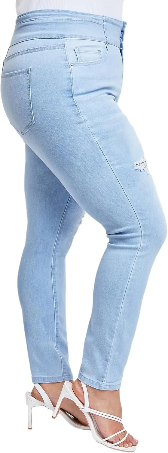 Royalty For Me Womens Women's Plus Size Sustainable Stacked Waistband Skinny Jeans