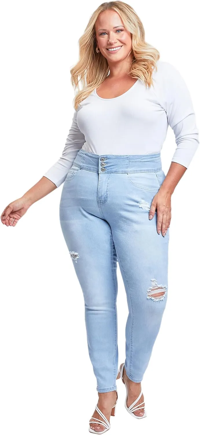Royalty For Me Womens Women's Plus Size Sustainable Stacked Waistband Skinny Jeans