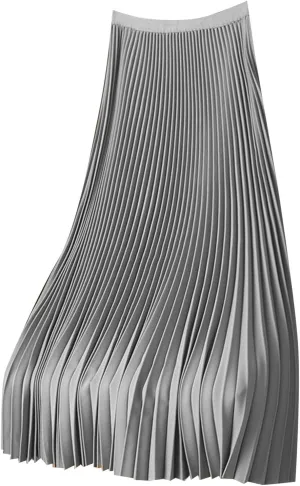 Solid Color Premium Satin Pleated Skirt Plus Size Versatile Skirt Fashion Skirts for Women 2024 Trendy