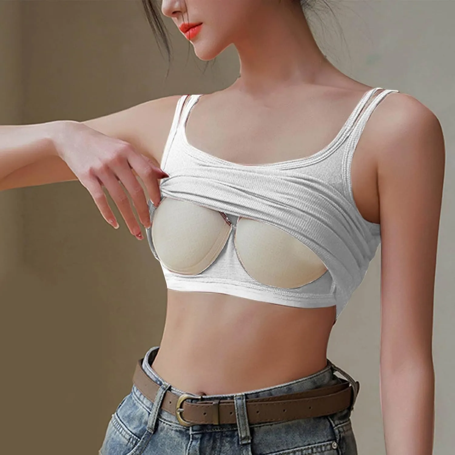 Sports Tank Tops for Women Spaghetti Straps Double Strap Shirts Casual Lightweight Soft Compression Camisole