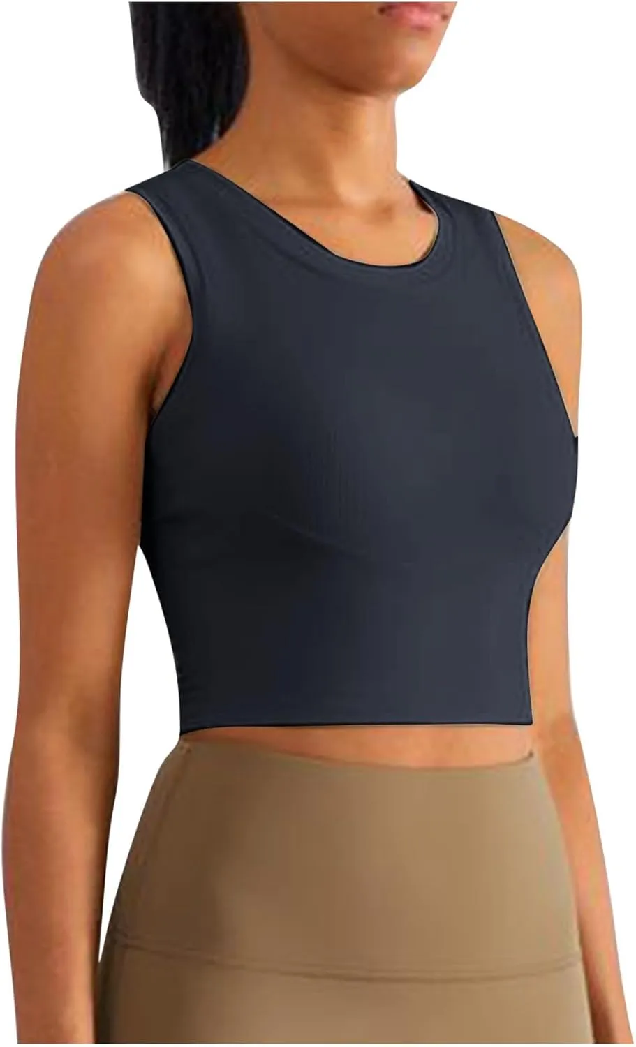 Sports Tanks Tops for Women Turtleneck Wide Strap Racerback Crop Top Stretchy Fitness Workout Yoga Shirts Outfit