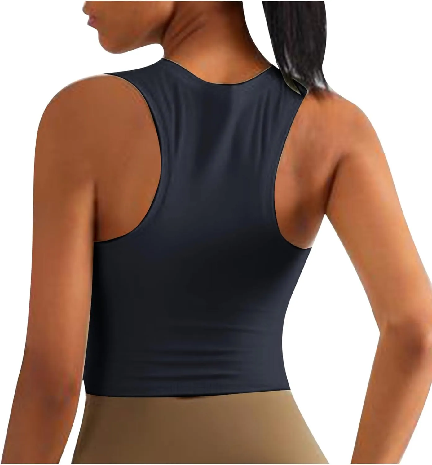 Sports Tanks Tops for Women Turtleneck Wide Strap Racerback Crop Top Stretchy Fitness Workout Yoga Shirts Outfit