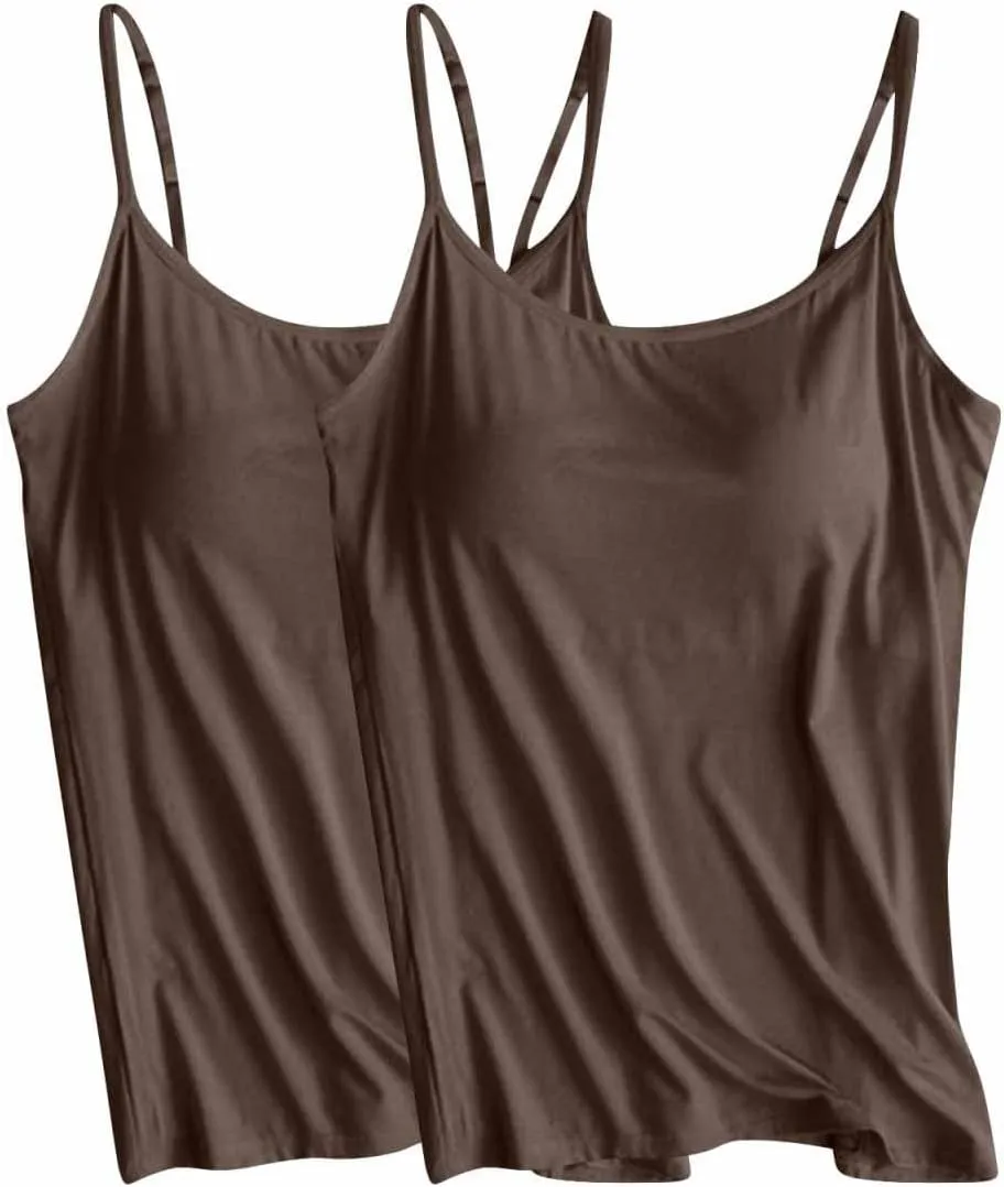 Tank Top Bra for Women 2 Pc with Shelf Bras Casual Sleeveless Shirts Soft Lightweight Quick Dry Running Tanks