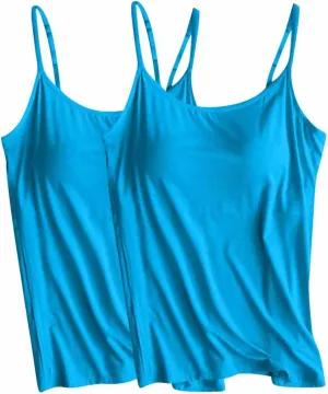 Tank Top Bra for Women 2 Pc with Shelf Bras Casual Sleeveless Shirts Soft Lightweight Quick Dry Running Tanks