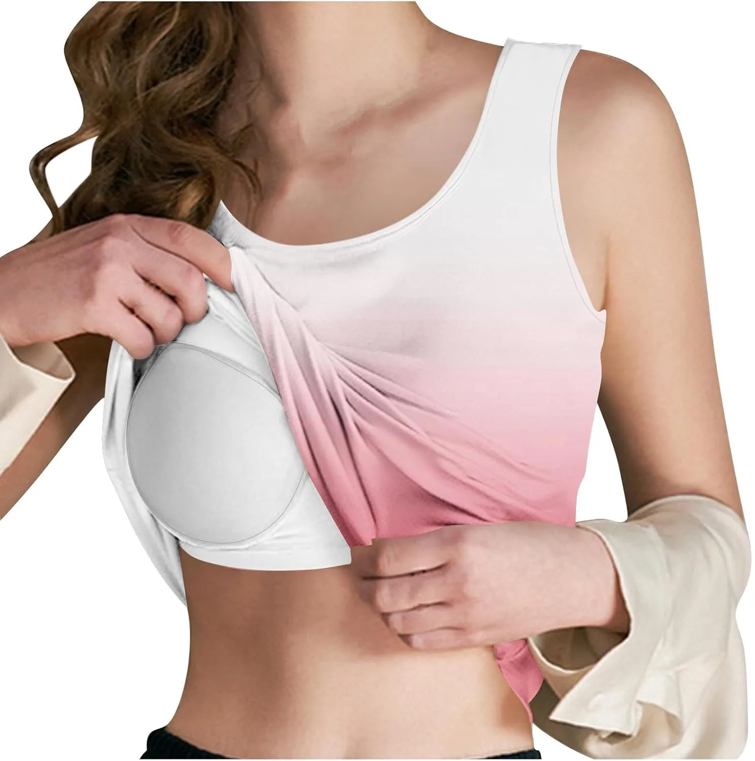 Tank Top with Built in Bra for Women Summer Lightweight Sleeveless Shirts Casual Basic Camisole Undershirts