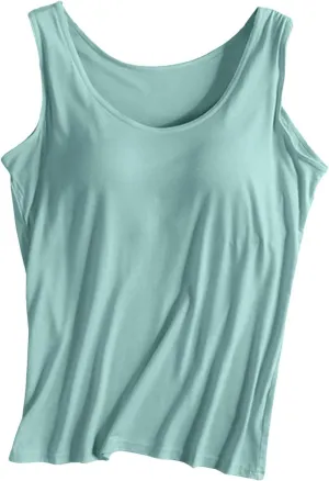 Tank Tops for Women 2025 Built in Bra Spaghetti Strap Workout Yoga Shirts Basic Padded Tank Tops Summer Clothes