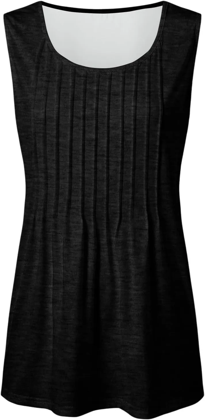 Tank Tops for Women 2025 Trendy Causal Crewneck Flowy Loose Fit Tank Top Sleeveless Summer Tops Tshirts