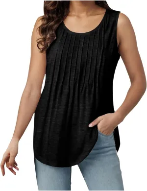 Tank Tops for Women 2025 Trendy Causal Crewneck Flowy Loose Fit Tank Top Sleeveless Summer Tops Tshirts