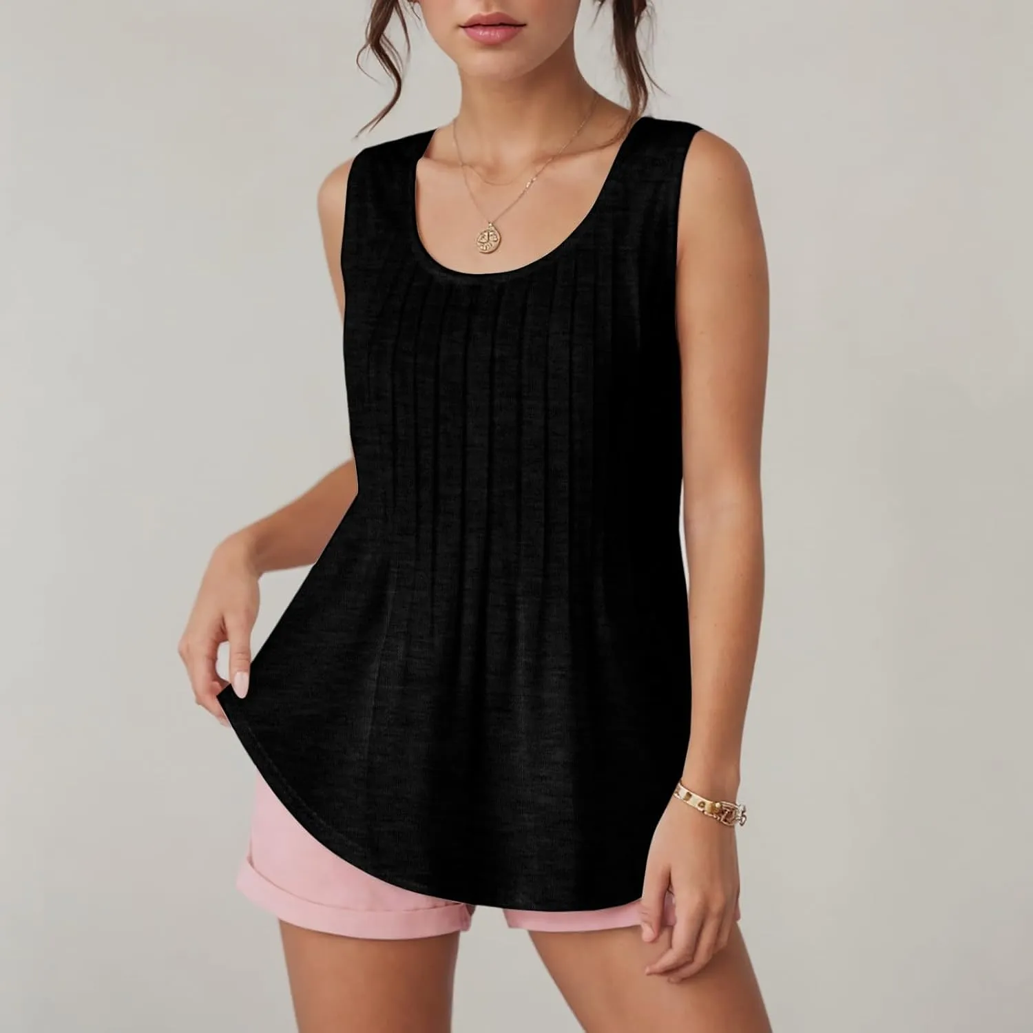 Tank Tops for Women 2025 Trendy Causal Crewneck Flowy Loose Fit Tank Top Sleeveless Summer Tops Tshirts