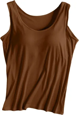 Tank Tops for Women Built in Bra Spaghetti Strap Workout Shelf Bra Camisole Top Padded Solid Sport Under Clothe