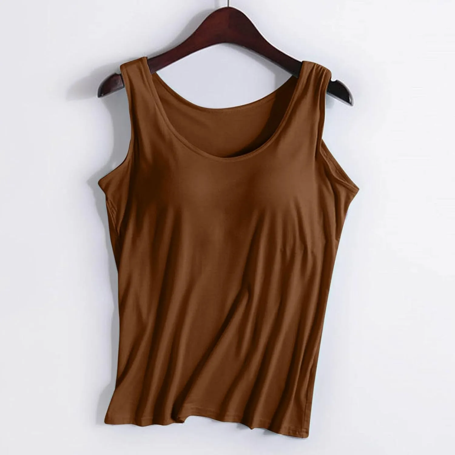 Tank Tops for Women Built in Bra Spaghetti Strap Workout Shelf Bra Camisole Top Padded Solid Sport Under Clothe