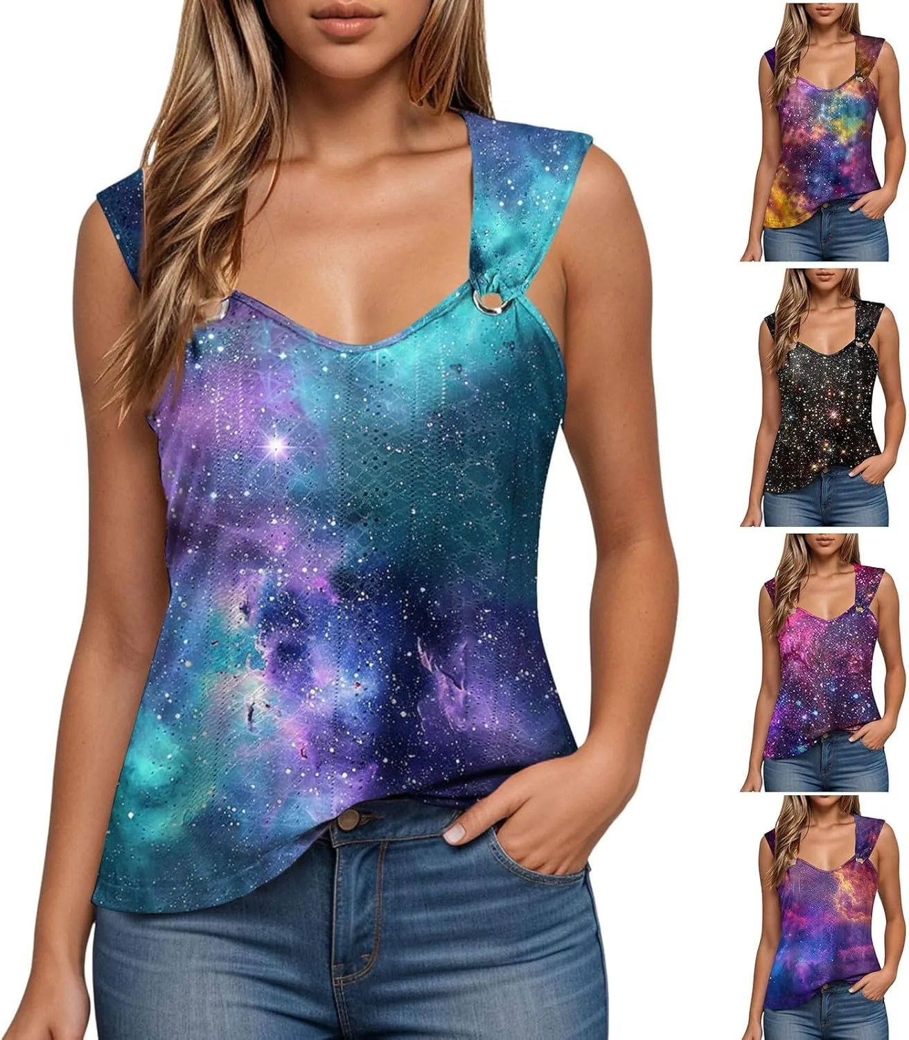 Tank Tops for Women Loose Fit Casual Summer Spaghetti Strap Trendy Spring Cute Lace Sleeveless T Shirts