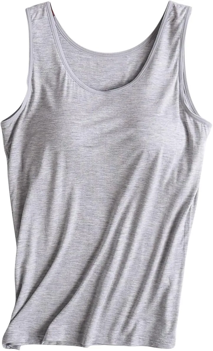 Tank Tops for Women with Built in Bra Summer Yoga Workout Tops Camisole 2025 Casual Modal Basic Solid Padded Shirts