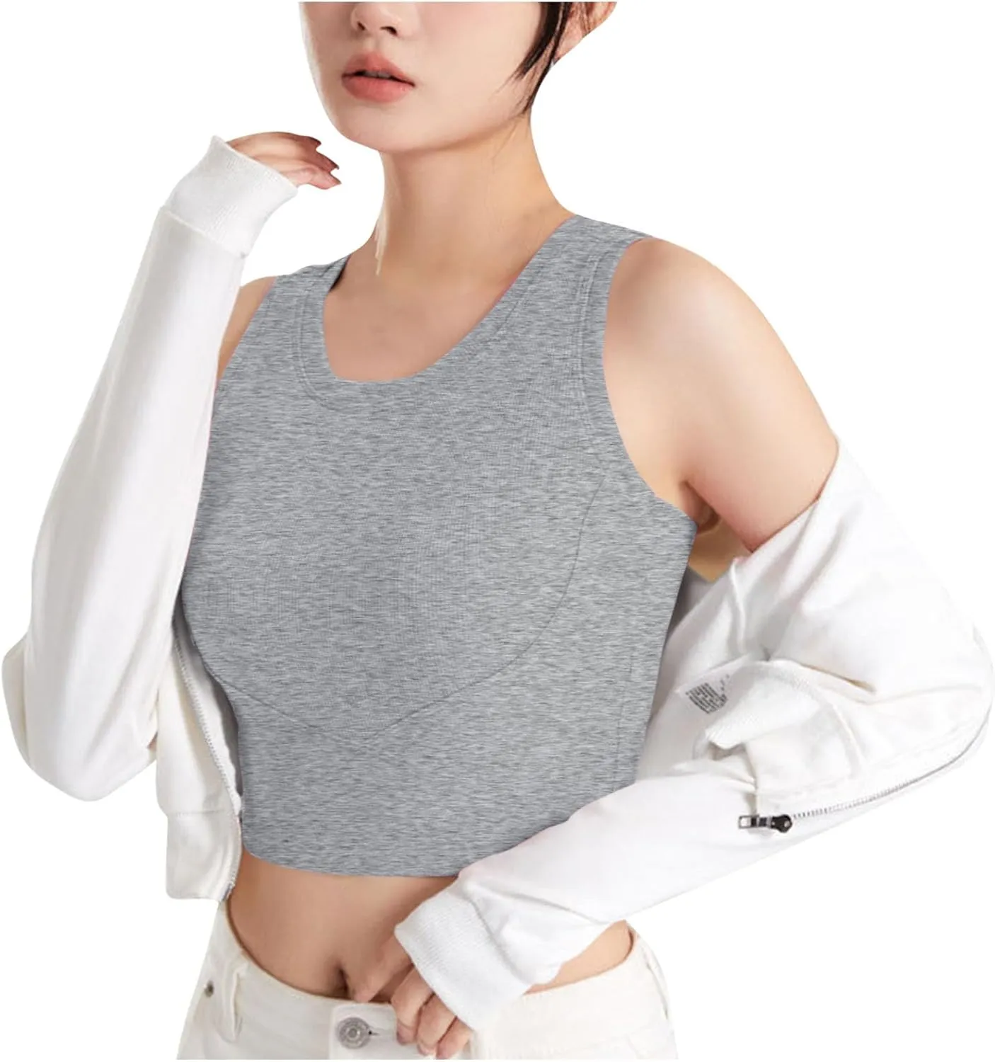 Tanks with Built in Bra Support U Neck Sleeveless Basic Undershirts Trendy Lightweight Smooth Turtleneck Camisole