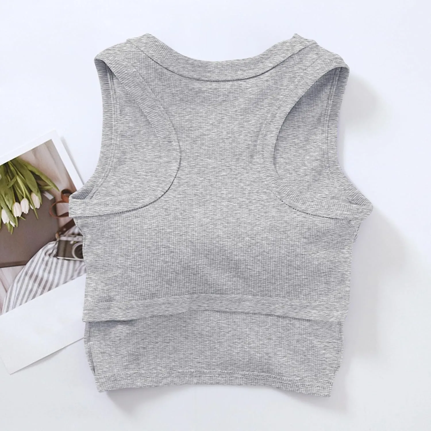 Tanks with Built in Bra Support U Neck Sleeveless Basic Undershirts Trendy Lightweight Smooth Turtleneck Camisole