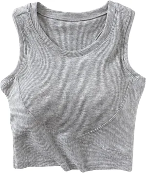 Tanks with Built in Bra Support U Neck Sleeveless Basic Undershirts Trendy Lightweight Smooth Turtleneck Camisole
