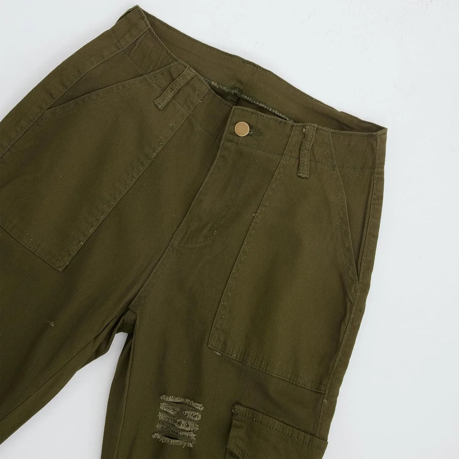ThusFar Camo Cargo Pants for Women High Waisted Camoflage Slim Fit Ripped Trousers Sweatpants with Pockets