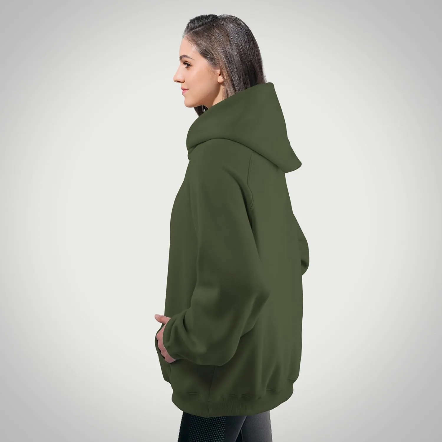 Unisex Basic Loose Hoodie Sweatshirt Long Sleeve Pocket Drop Shoulder Pullovers