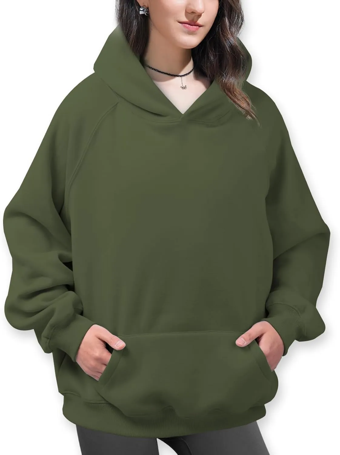Unisex Basic Loose Hoodie Sweatshirt Long Sleeve Pocket Drop Shoulder Pullovers