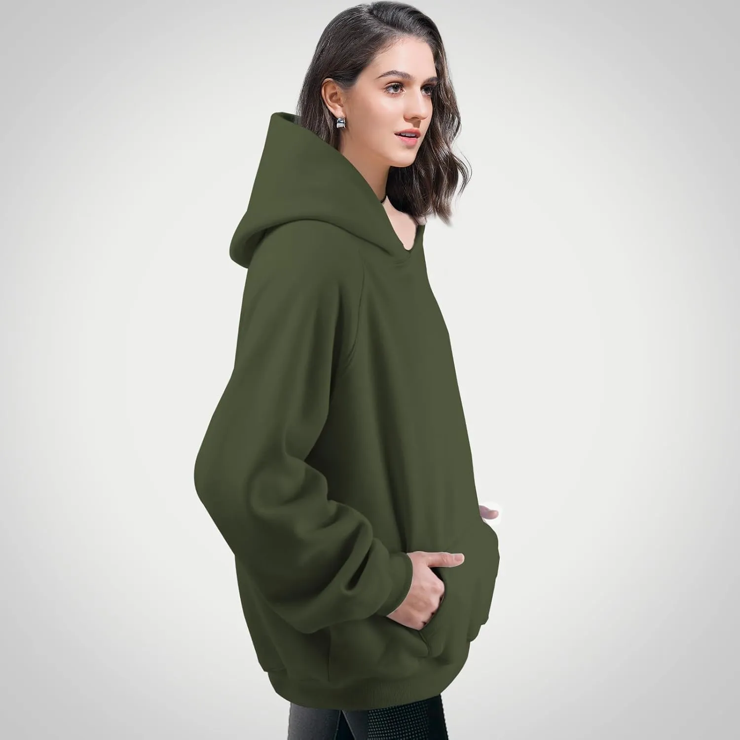 Unisex Basic Loose Hoodie Sweatshirt Long Sleeve Pocket Drop Shoulder Pullovers