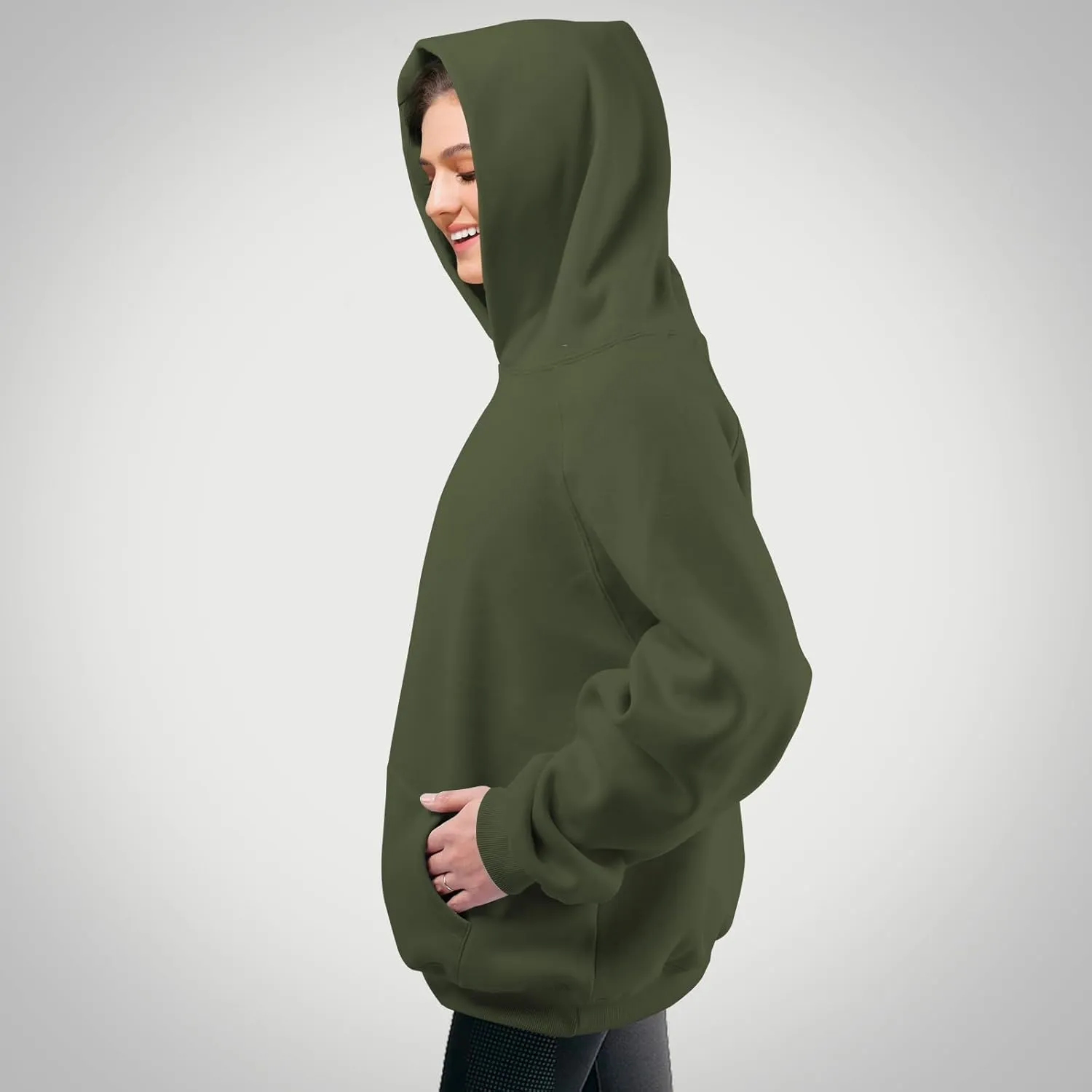 Unisex Basic Loose Hoodie Sweatshirt Long Sleeve Pocket Drop Shoulder Pullovers