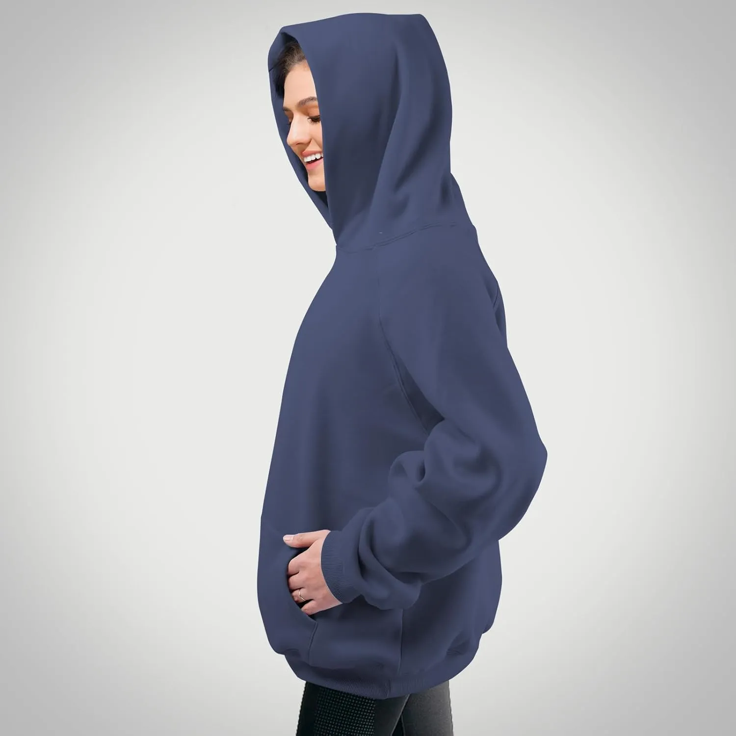 Unisex Basic Loose Hoodie Sweatshirt Long Sleeve Pocket Drop Shoulder Pullovers