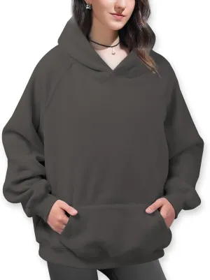 Unisex Basic Loose Hoodie Sweatshirt Long Sleeve Pocket Drop Shoulder Pullovers