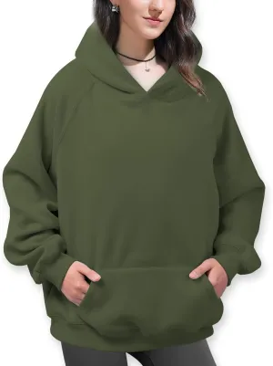 Unisex Basic Loose Hoodie Sweatshirt Long Sleeve Pocket Drop Shoulder Pullovers